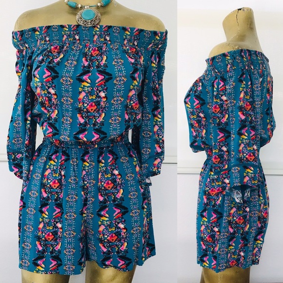 NWOT BOHEMIAN Off SHOULDER Shorts ROMPER Jumpsuit Playsuit Small - Picture 9 of 13